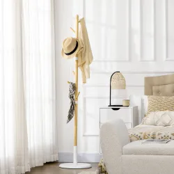 Perchero de Pasillo Moderno con 8 Ganchos para Ropas Bolsas Perchero de Árbol para Entrada Ø37,8x175,6 cm Natural - Ogal.Es
