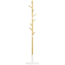 Perchero de Pasillo Moderno con 8 Ganchos para Ropas Bolsas Perchero de Árbol para Entrada Ø37,8x175,6 cm Natural - Ogal.Es