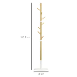 Perchero de Pasillo Moderno con 8 Ganchos para Ropas Bolsas Perchero de Árbol para Entrada Ø37,8x175,6 cm Natural - Ogal.Es