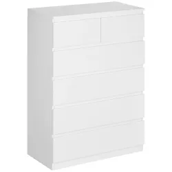 Cómoda con 6 Cajones Cajonera de Madera de Estilo Moderno para Dormitorio Entrada Salón 80x39x115 cm Blanco - Ogal.Es