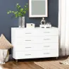 Cómoda con 4 Cajones de Dormitorio con Patas Cajonera de Estilo Moderno para Salón Entrada 112x38,2x81 cm Blanco - Ogal.Es