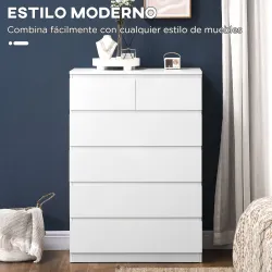 Cómoda con 6 Cajones Cajonera de Madera de Estilo Moderno para Dormitorio Entrada Salón 80x39x115 cm Blanco - Ogal.Es