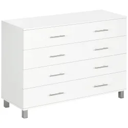 Cómoda con 4 Cajones de Dormitorio con Patas Cajonera de Estilo Moderno para Salón Entrada 112x38,2x81 cm Blanco - Ogal.Es