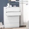 Cómoda con 6 Cajones Cajonera de Madera de Estilo Moderno para Dormitorio Entrada Salón 80x39x115 cm Blanco - Ogal.Es