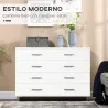 Cómoda con 4 Cajones de Dormitorio con Patas Cajonera de Estilo Moderno para Salón Entrada 112x38,2x81 cm Blanco - Ogal.Es