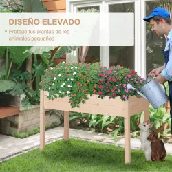 Huerto Urbano Elevado de Madera 122,5x56,5x76 cm con Tela no Tejida para Cultivos Plantas Flores Natural - Ogal.Es