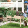 Huerto Urbano Elevado de Madera 122,5x56,5x76 cm con Tela no Tejida para Cultivos Plantas Flores Natural - Ogal.Es