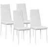 Set de 4 Sillas de Comedor Tapizadas de Piel Sintética con Respaldo Alto y Patas de Acero 41x50x97 cm Blanco - Ogal.Es