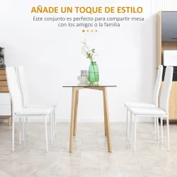 Set de 4 Sillas de Comedor Tapizadas de Piel Sintética con Respaldo Alto y Patas de Acero 41x50x97 cm Blanco - Ogal.Es