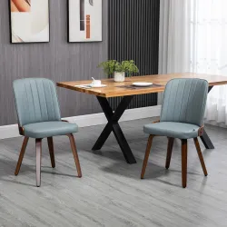 Juego de 2 Sillas de Comedor Modernas con Asiento Tapizado en Cuero Sintético y Patas de Madera 47,5x57x85cm Gris - Ogal.Es