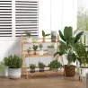Soporte para Plantas de Bambú Escalera para Flores Plegable para Interior y Exterior 100x39x97 cm Natural - Ogal.Es