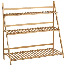 Soporte para Plantas de Bambú Escalera para Flores Plegable para Interior y Exterior 100x39x97 cm Natural - Ogal.Es