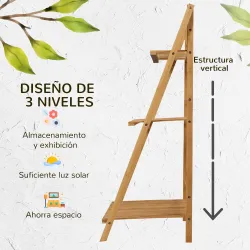 Soporte para Plantas de Bambú Escalera para Flores Plegable para Interior y Exterior 100x39x97 cm Natural - Ogal.Es