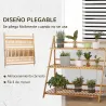 Soporte para Plantas de Bambú Escalera para Flores Plegable para Interior y Exterior 100x39x97 cm Natural - Ogal.Es