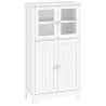 Armario Auxiliar de Baño con Puertas de Cristal y Estante Ajustable Armario Multifuncional 60x30x108,5cm Blanco - Ogal.Es