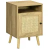 Mesita de Noche con Puerta de Rejilla Mesita Auxiliar para Dormitorio Salón Cama 39x35x60 cm Madera Natural - Ogal.Es