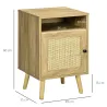 Mesita de Noche con Puerta de Rejilla Mesita Auxiliar para Dormitorio Salón Cama 39x35x60 cm Madera Natural - Ogal.Es