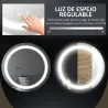 Espejo de Baño con Luz LED Táctil Función de Memoria Brillo y Color Ajustable y Antivaho Ø50x4,6 cm Plata - Ogal.Es