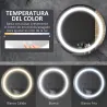 Espejo de Baño con Luz LED Táctil Función de Memoria Brillo y Color Ajustable y Antivaho Ø50x4,6 cm Plata - Ogal.Es