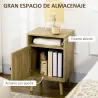 Mesita de Noche con Puerta de Rejilla Mesita Auxiliar para Dormitorio Salón Cama 39x35x60 cm Madera Natural - Ogal.Es