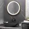 Espejo de Baño con Luz LED Táctil Función de Memoria Brillo y Color Ajustable y Reloj Ø60x4 cm Dorado - Ogal.Es
