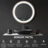 Espejo de Baño con Luz LED Táctil Función de Memoria Brillo y Color Ajustable y Reloj Ø60x4 cm Dorado - Ogal.Es