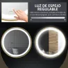 Espejo de Baño con Luz LED Táctil Función de Memoria Brillo y Color Ajustable y Reloj Ø60x4 cm Dorado - Ogal.Es