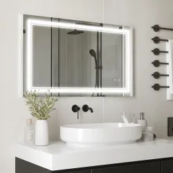 Espejo de Baño con Luz LED con Interruptor Táctil Color de Luz Ajustable y Función de Memoria 100x60 cm Plata - Ogal.Es