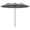 Sombrilla Doble de Jardín 295x152x222 cm con Inclinación de 45° y Manivela para Terraza Balcón Piscina Color Gris - Ogal.Es