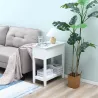 Mesa Auxiliar con Tapa Abatible Estante y Orificio para Cables para Salón Cama Dormitorio 60,5x32,5x70 cm Blanco - Ogal.Es