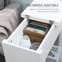 Mesa Auxiliar con Tapa Abatible Estante y Orificio para Cables para Salón Cama Dormitorio 60,5x32,5x70 cm Blanco - Ogal.Es
