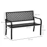 Banco de Jardín de Acero Banco de 2 Plazas con Respaldo Decorativo para Terraza Patio 127x63x83 cm Negro - Ogal.Es