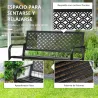 Banco de Jardín de Acero Banco de 2 Plazas con Respaldo Decorativo para Terraza Patio 127x63x83 cm Negro - Ogal.Es
