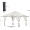 Carpa Plegable Pop-up con Altura Ajustable Protección UV50+ Doble Techo y Mosquiteras 4x4x2,8 m Crema - Ogal.Es