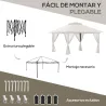 Carpa Plegable Pop-up con Altura Ajustable Protección UV50+ Doble Techo y Mosquiteras 4x4x2,8 m Crema - Ogal.Es