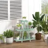 Soporte de Madera para Plantas de 3 Niveles Estantería Decorativa para Interiores Exteriores 76x26x76 cm Verde - Ogal.Es