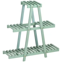 Soporte de Madera para Plantas de 3 Niveles Estantería Decorativa para Interiores Exteriores 76x26x76 cm Verde - Ogal.Es