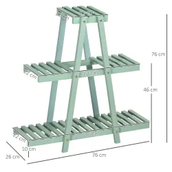 Soporte de Madera para Plantas de 3 Niveles Estantería Decorativa para Interiores Exteriores 76x26x76 cm Verde - Ogal.Es