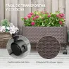 Jardinera de Plástico con Ruedas y Agujeros de Drenaje para Cultivo de Plantas en Exterior 50x50x33 cm Marrón - Ogal.Es