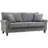 Sofá de 3 Plazas con Tachuelas Oro Envejecido Tapizado en Poliéster con 2 Cojines Decorativos 196x80,5x89 cm Gris - Ogal.Es