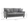 Sofá de 3 Plazas con Tachuelas Oro Envejecido Tapizado en Poliéster con 2 Cojines Decorativos 196x80,5x89 cm Gris - Ogal.Es