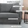 Sofá de 3 Plazas con Tachuelas Oro Envejecido Tapizado en Poliéster con 2 Cojines Decorativos 196x80,5x89 cm Gris - Ogal.Es