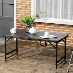 Mesa de Comedor Exterior Plegable para 4 Personas con Altura Ajustable y Marco de Acero 118x60x56-74 cm Gris Oscuro - Ogal.Es