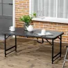 Mesa de Comedor Exterior Plegable para 4 Personas con Altura Ajustable y Marco de Acero 118x60x56-74 cm Gris Oscuro - Ogal.Es