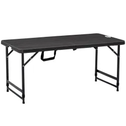 Mesa de Comedor Exterior Plegable para 4 Personas con Altura Ajustable y Marco de Acero 118x60x56-74 cm Gris Oscuro - Ogal.Es