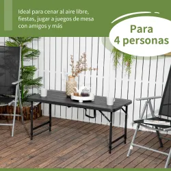 Mesa de Comedor Exterior Plegable para 4 Personas con Altura Ajustable y Marco de Acero 118x60x56-74 cm Gris Oscuro - Ogal.Es