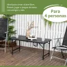 Mesa de Comedor Exterior Plegable para 4 Personas con Altura Ajustable y Marco de Acero 118x60x56-74 cm Gris Oscuro - Ogal.Es
