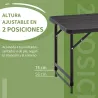 Mesa de Comedor Exterior Plegable para 4 Personas con Altura Ajustable y Marco de Acero 118x60x56-74 cm Gris Oscuro - Ogal.Es