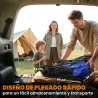 Carro de Transporte Plegable con Toldo y Asa Telescópica Carga Máx. 68 kg para Playa Camping 117x55x98cm Azul - Ogal.Es