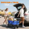 Carro de Transporte Plegable con Toldo y Asa Telescópica Carga Máx. 68 kg para Playa Camping 117x55x98cm Azul - Ogal.Es